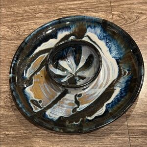 Handcrafted Ceramic - Blue, Brown & white Glaze